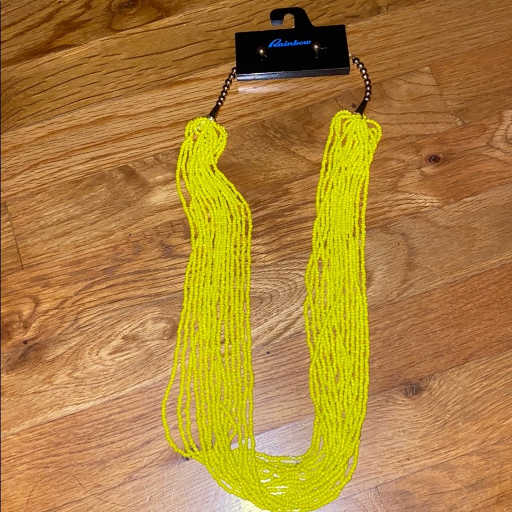 New! Yellow beaded necklace/earrings